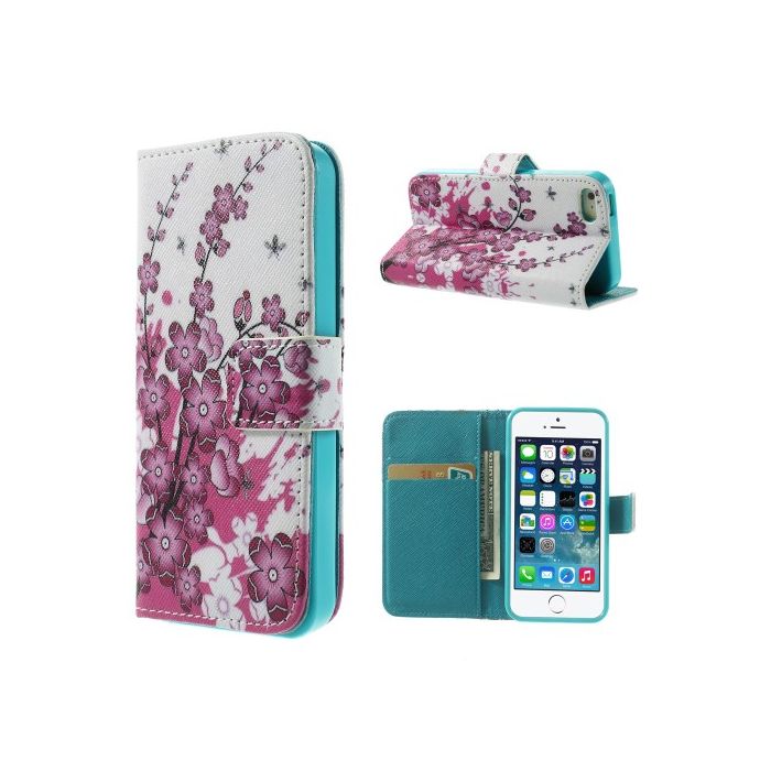 Plånboksfodral Rosa plommonträd iPhone 5/5E/SE I5S-2202B
