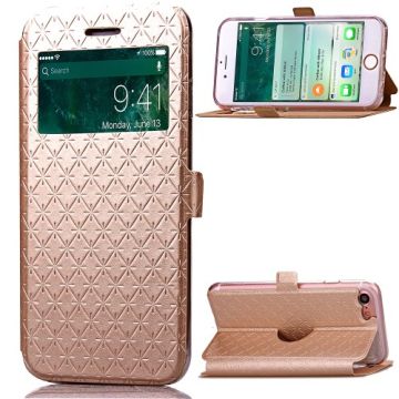 Diamond Lozenge Fönsterfodral iPhone 7 - Guld 10113563D