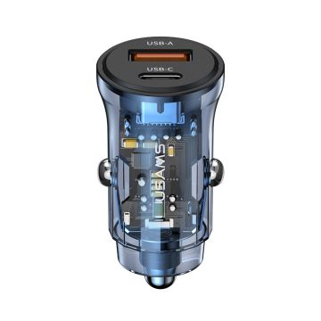 Billaddare C32 30W Dubbel USB Transparent USAMS