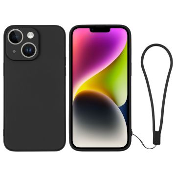 Skal iPhone 14 Silikon med handledsrem (Svart)