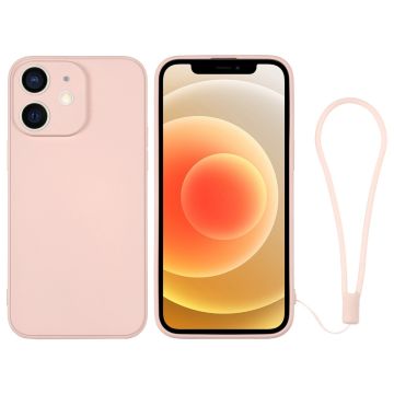 Skal iPhone 12 Silikon med handledsrem (Rosa)