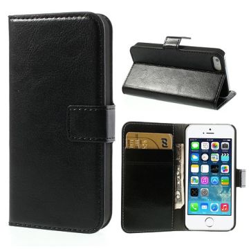 Plånboksfodral Crazy Horse iPhone 5/5S/SE - Svart I5S-208G