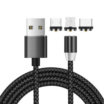 3 in 1 USB to 8 Pin + Type-C/USB-C + Micro USB Mag