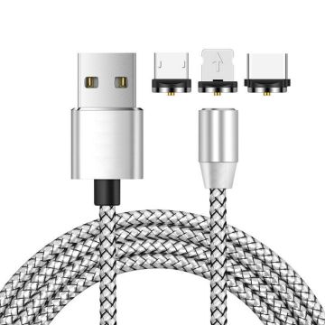 3 in 1 USB to 8 Pin + Type-C/USB-C + Micro USB Mag