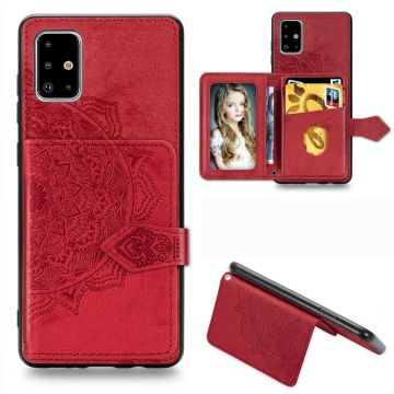 Skal - Samsung Galaxy A51 Kortplats Mandala Röd