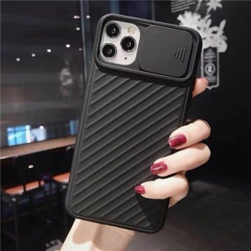 Skal iPhone 12 / 12 Pro med kamera skydd TPU Svart