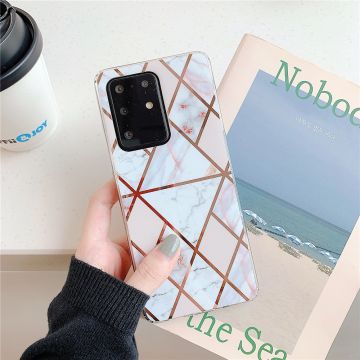 Skal - Samsung Galaxy A51 TPU Marmor Mosaik Vit
