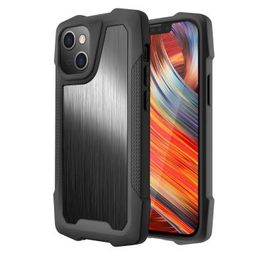 Rostfritt stål PC Bakre skal + TPU stötsäkert fodral för iPhone 13 (svart)