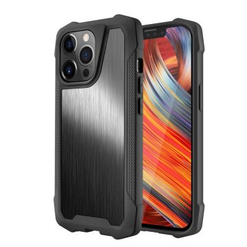 Rostfritt stål PC Bakre skal + TPU stötsäkert fodral för iPhone 13 Pro (svart)