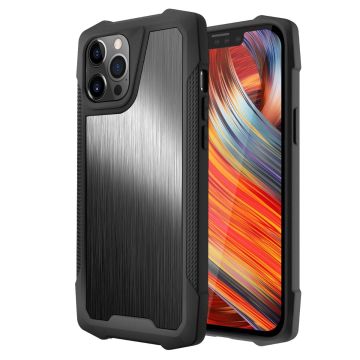 Rostfritt stål PC Bakre skal + TPU stötsäkert fodral för iPhone 13 Pro Max (svart)