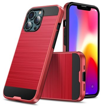 Borstad stötsäkert skyddsfodral för iPhone 13 (röd)