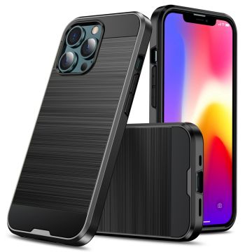 Borstad stötsäkert skyddsfodral för iPhone 13 (svart)