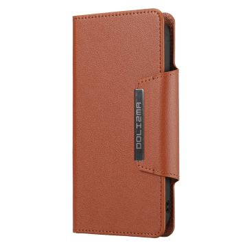 iPhone 13 Pro - Löstagbart PU-läderfodral i sidentextur (brun)