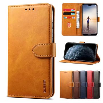 GUSSIM Business Style Läderfodral med korthållare för iPhone 13 (khaki)