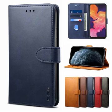 GUSSIM Business Style Läderfodral med korthållare för iPhone 13 Pro Max (blå)