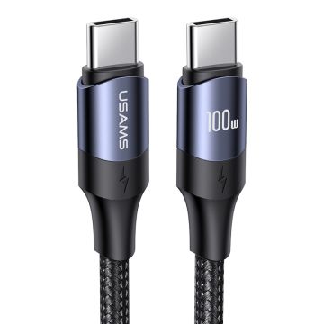 USAMS US-SJ525 U71 USB-C / Typ-C till USB-C / Type-C 100W PD Snabbladdningsdatakabel i aluminiumlegering, längd: 3m (svart)