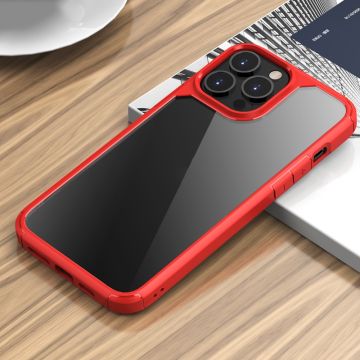iPhone 13 Pro Max - Stötsäker TPU + genomskinligt PC-skyddskal (röd)