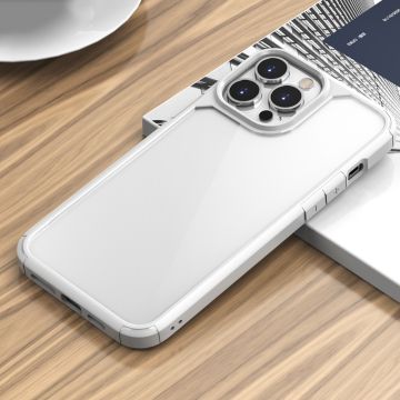 iPhone 13 Pro Max - Stötsäker TPU + genomskinligt PC-skyddskal (vit)