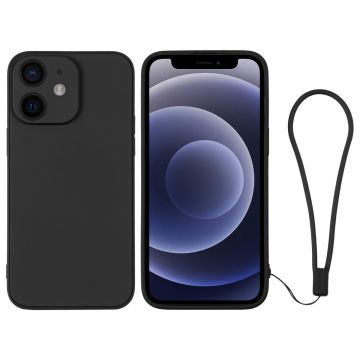 Skal iPhone 12 mini Silikon med handledsrem (svart