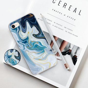 Skal iPhone SE2022 / iPhone SE2020 / iPhone 8 / iPhone 7 / iPhone 6S / iPhone 6 - TPU Marmorlack Blå