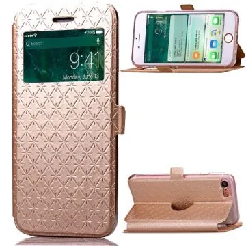 Diamond Lozenge Fönsterfodral iPhone 7 - Guld 10113563D