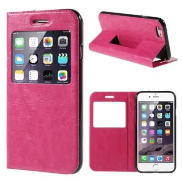 Plånboksfodral med fönster iPhone 6/6s - Rosa 11021459D