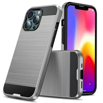 Borstad stötsäkert skyddsfodral för iPhone 13 Pro (silver)