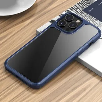 iPhone 13 - Stötsäker TPU + genomskinligt PC-skyddskal (blå)