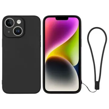 Skal iPhone 14 Silikon med handledsrem (Svart)