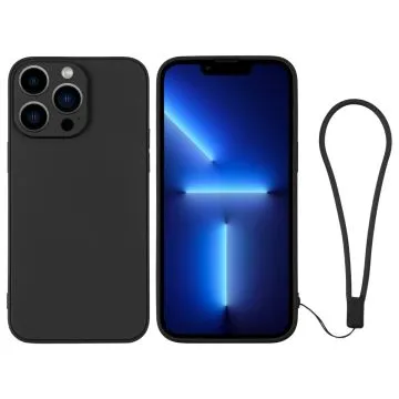 Skal iPhone 13 Pro Silikon med handledsrem (svart)