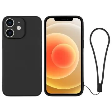 Skal iPhone 12 Silikon med handledsrem (Svart)