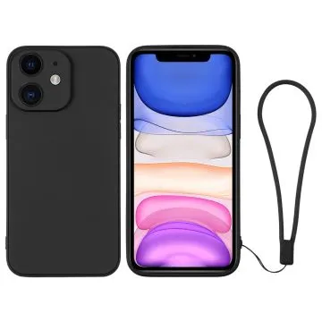 Skal iPhone 11 Silikon med handledsrem (Svart)