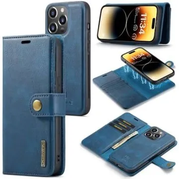 Fodral iPhone 14 PRO - DG MING Plånbok 2i1 Blå