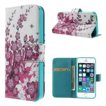 Plånboksfodral Rosa plommonträd iPhone 5/5E/SE I5S-2202B