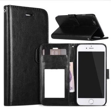 Svart plånboksfodral i läder — iPhone 7 Plus/8 Plus 