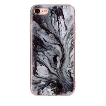 Skal - iPhone 6/6S/7/8/SE2 - TPU Marmor Bläck