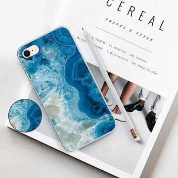 Skal iPhone SE2022 / iPhone SE2020 / iPhone 8 / iPhone 7 / iPhone 6S / iPhone 6 - TPU Marmorlack Blå