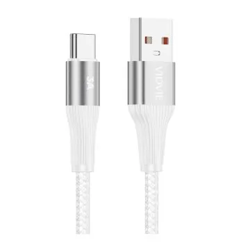Vidvie laddningskabel USB-A till USB-C 3A Snabb 1m Silver