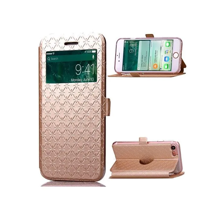 Diamond Lozenge Fönsterfodral iPhone 7 - Guld 10113563D