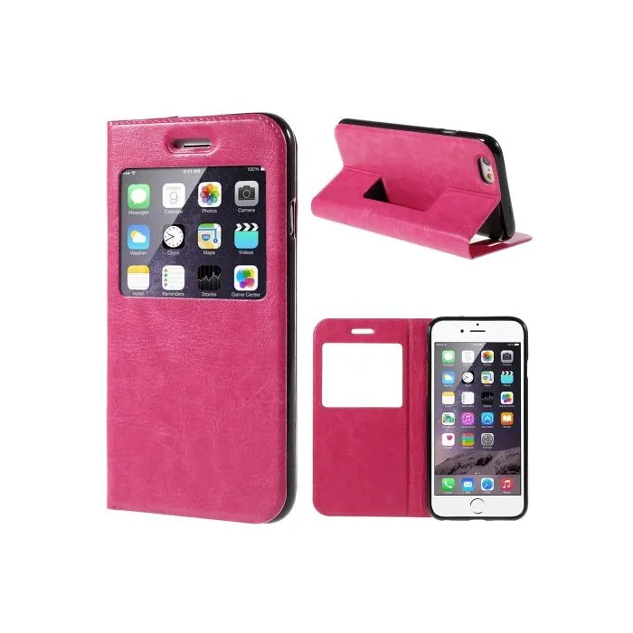 Plånboksfodral med fönster iPhone 6/6s - Rosa 11021459D