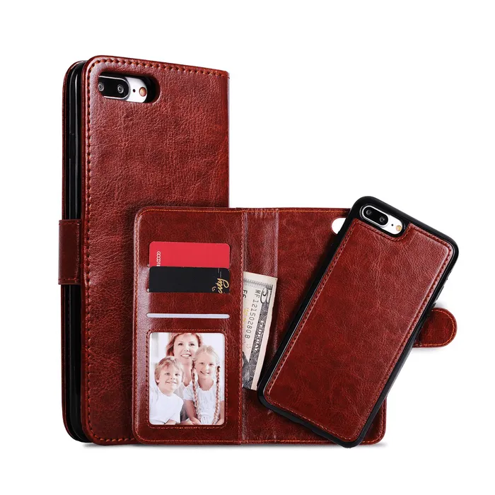 Plånboksfodral magnet skal iphone 7+/8+ Brun
