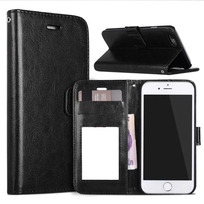 Svart plånboksfodral i läder — iPhone 7 Plus/8 Plus 